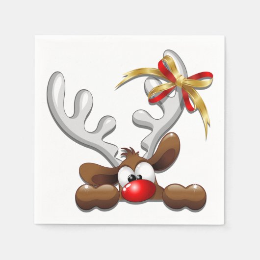 Serviette En Papier Reindeer Puzzled drôle Caractère de Noël (Devant)
