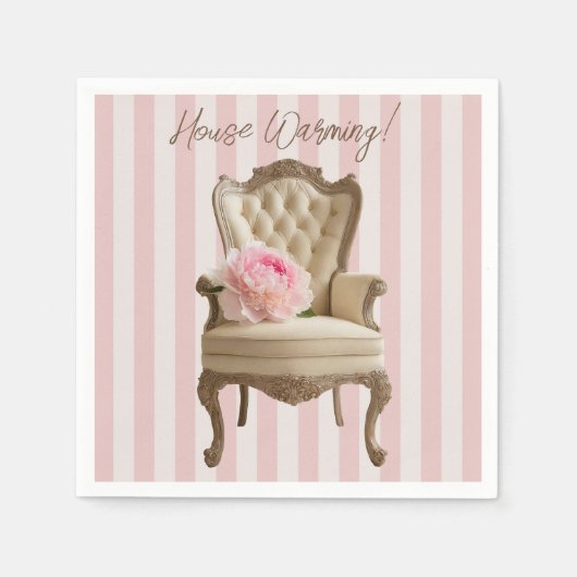 Serviette En Papier Reine Anne chaise d'aile Pink Peony (Devant)