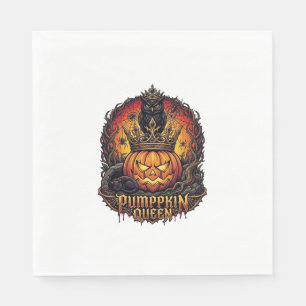 Serviette En Papier Reine Citrouille Halloween Hibou Araignée Chat Noi