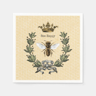 Serviette En Papier Reine des abeilles vintage heureuse