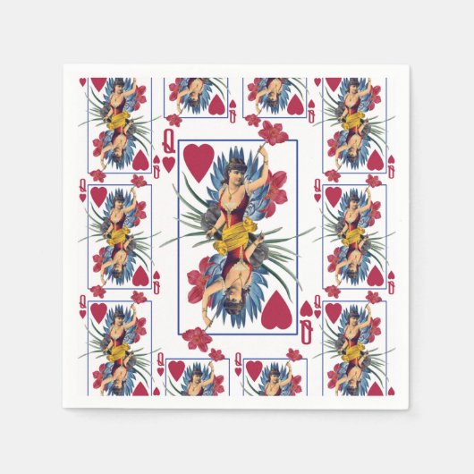 Serviette En Papier Reine des Coeurs et des Fleurs (Devant)