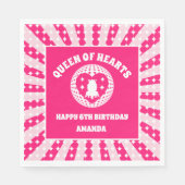 Serviette En Papier Reine Des Coeurs Rose Rétro Anniversaire (Devant)
