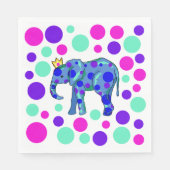 Serviette En Papier Reine des éléphants avec Pois (Devant)