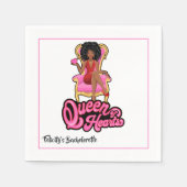 Serviette En Papier Reine femme noire rose et or (Devant)