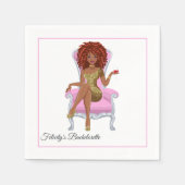 Serviette En Papier Reine femme noire rose et or (Devant)