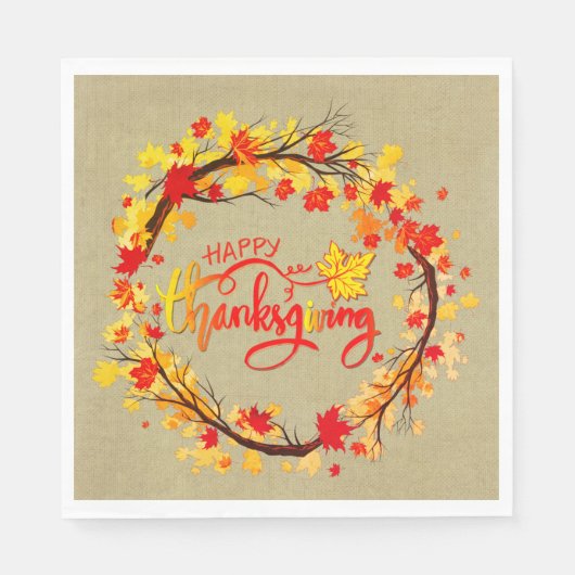 Serviette En Papier Rejoindre Thanksgiving Autumn Leaf Tones Luncheon (Devant)
