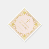 Serviette En Papier Religieuse Confirmation Girl Rose Faux Gold Cross (Coin)