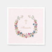 Serviette En Papier Religieux Jolie Fleurs de champ Couleur or (Devant)