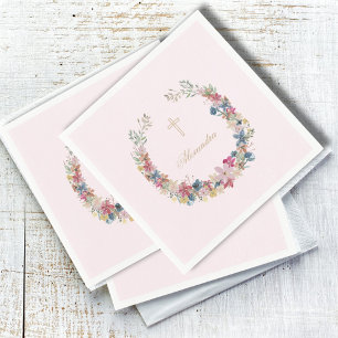 Serviette En Papier Religieux Jolie Fleurs de champ Couleur or