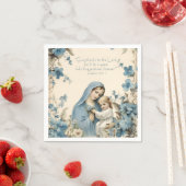 Serviette En Papier Religieux Marie et Jésus Écriture Florale (En situation)