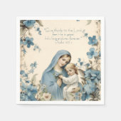 Serviette En Papier Religieux Marie et Jésus Écriture Florale (Devant)
