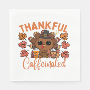 Serviette En Papier Remerciant Et Caféiné Drôle Café De Thanksgiving