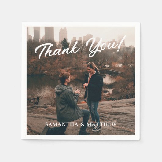 Serviette En Papier Remerciement de Fête de Fiançailles Photo (Devant)