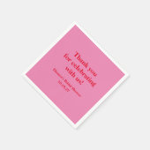 Serviette En Papier Remerciement de Fiançailles sur Mesure Rose Rouge  (Coin)