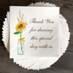 Serviette En Papier Remerciement de mariage de campagne florale tourne