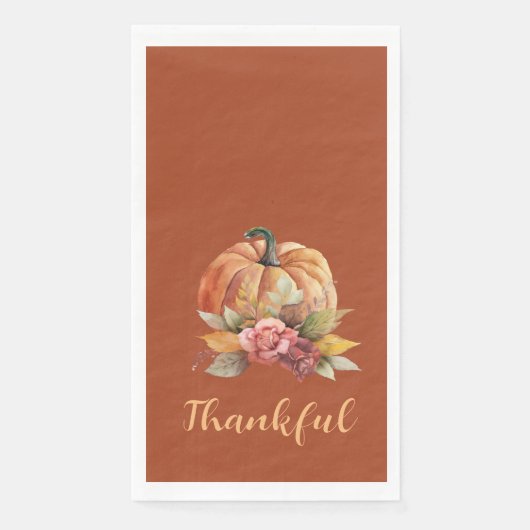 Serviette En Papier Remerciements Citrouille orange automne automne au (Devant)