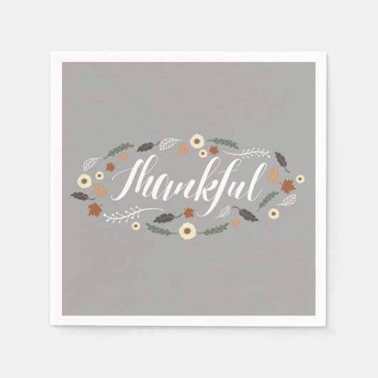 Serviette En Papier Remerciements Cocktail Thanksgiving Napkins (Devant)