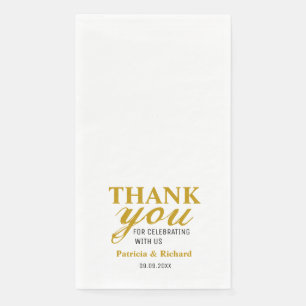 Serviette En Papier Remerciements de mariage personnalisés noir et or