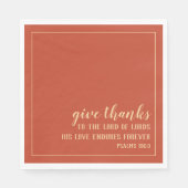 Serviette En Papier Remercier Bible Écriture Orange Thanksgiving (Devant)