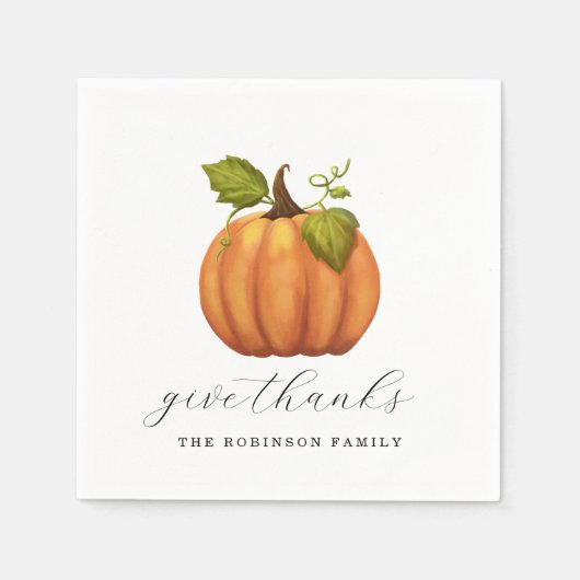 Serviette En Papier Remerciez le Citrouille Thanksgiving (Devant)