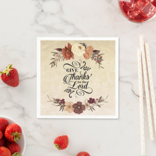 Serviette En Papier Remerciez le Lord Fall Floral Thanksgiving