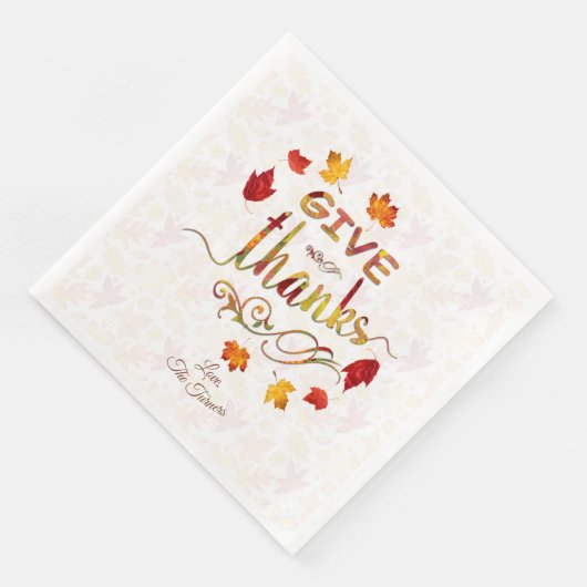 Serviette En Papier Remerciez Les Feuilles D'Automne Thanksgiving Mono (Coin)