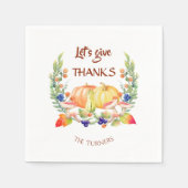 Serviette En Papier Remercions Fall Wreath Citrouille Thanksgiving (Devant)
