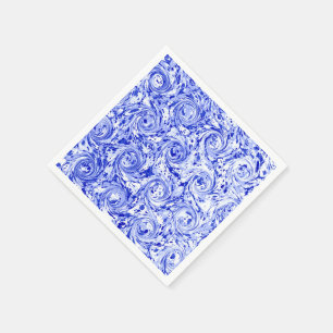 Serviette En Papier Remous bleus abstraits marbrés de blanc de la