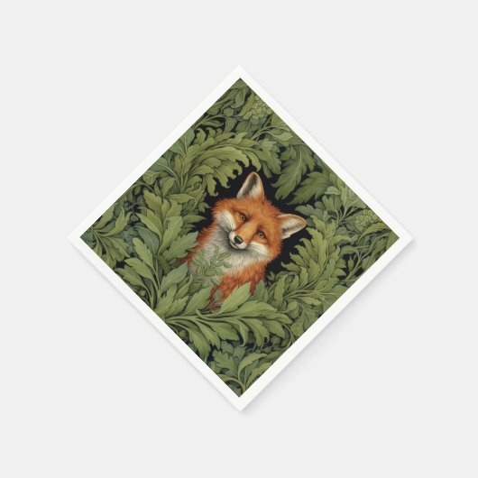 Serviette En Papier Renard Art nouveau dans la forêt (Coin)