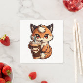 Serviette En Papier Renard avec une tasse (En situation)