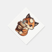 Serviette En Papier Renard avec une tasse (Coin)