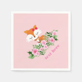 Serviette En Papier renard boisé, renard mignon, rose, doux, mignon, (Devant)