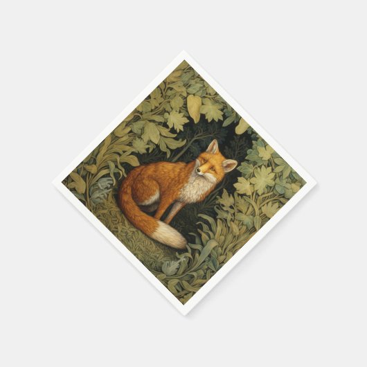 Serviette En Papier Renard dans la forêt, style Art nouveau (Coin)
