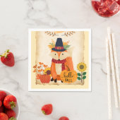 Serviette En Papier Renard d'automne Bonjour Sunflowers d'automne Citr (En situation)