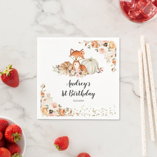 Serviette En Papier Renard d'automne Elle est sauvage Un Anniversaire  (En situation)