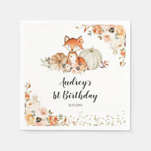 Serviette En Papier Renard d'automne Elle est sauvage Un Anniversaire 