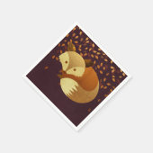 Serviette En Papier Renard d'automne mignon (Coin)