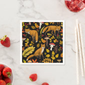 Serviette En Papier Renard d'automne sur noir (En situation)
