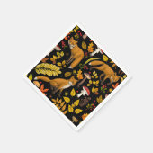 Serviette En Papier Renard d'automne sur noir (Coin)