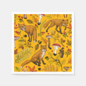 Serviette En Papier Renard d'automne sur orange (Devant)