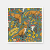 Serviette En Papier Renard d'automne sur pin vert (Devant)