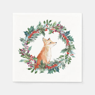 Serviette En Papier Renard de la forêt de Noël