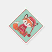 Serviette En Papier Renard de Noël mignon dans un pull confortable (Coin)