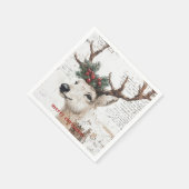 Serviette En Papier Renard de Noël rustique (Coin)