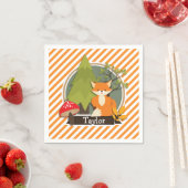 Serviette En Papier Renard des bois; bandes orange et blanches (En situation)