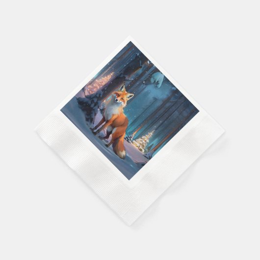 Serviette En Papier Renard festif (Coin)