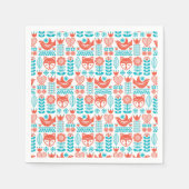 Serviette En Papier Renard finlandais et Motif d'art folklorique (Devant)