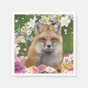 Serviette En Papier Renard fleuri