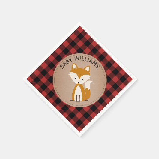 Serviette En Papier Renard Lumberjack Plaid Baby shower serviettes (Coin)