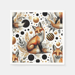 Serviette En Papier Renard mignon et points sans couture